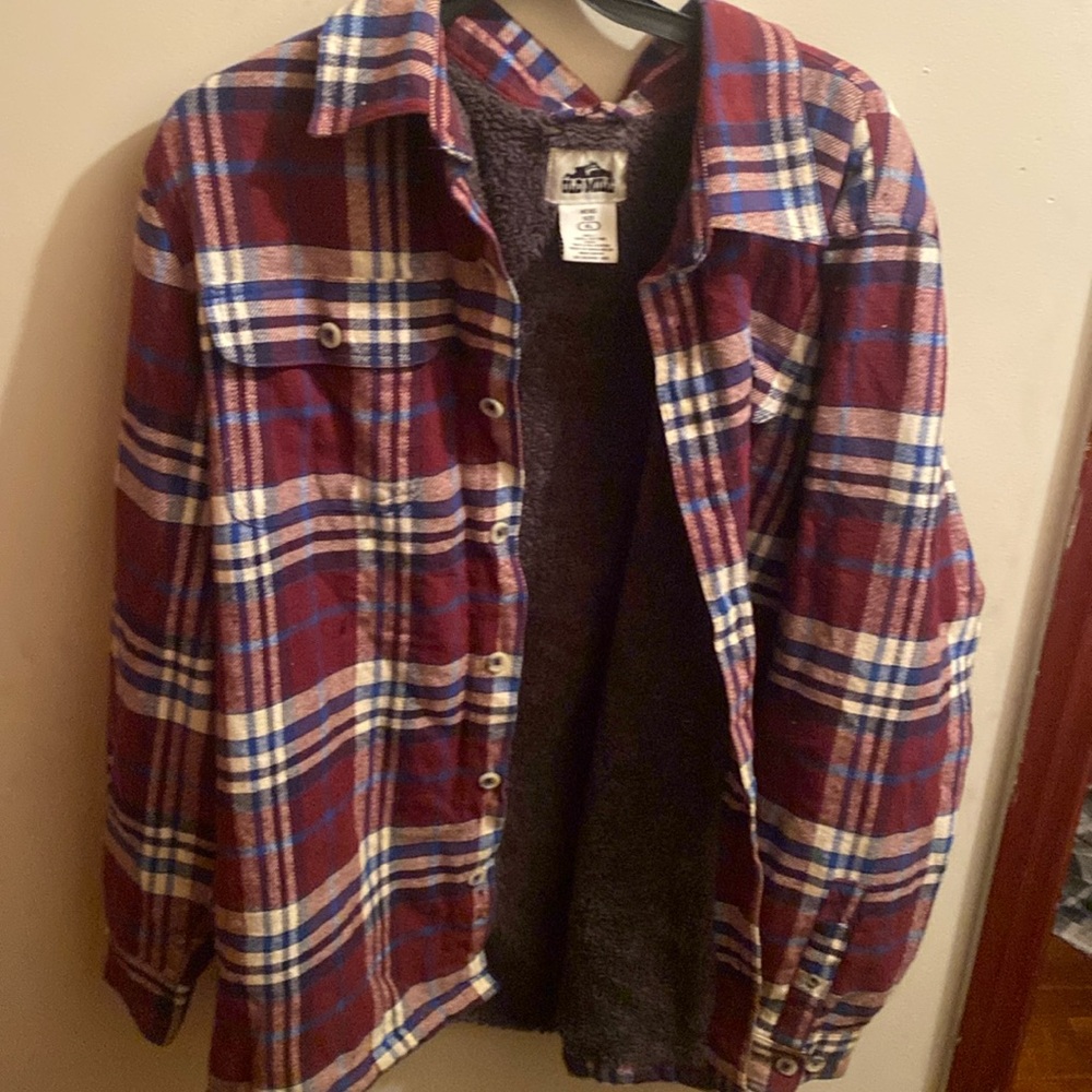 Old Mill Jacket Mens M Red, Blue & White Flannel Button Up Lined Outdoor Wear!!!